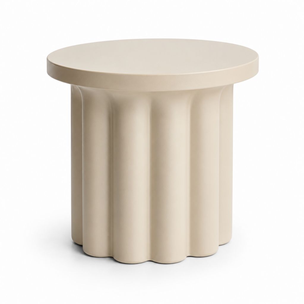 Table d’appoint ronde beige en MDF Ø50 x H50 cm