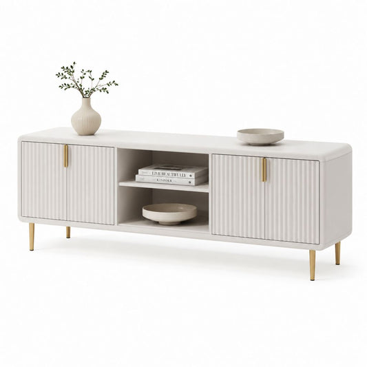 Meuble TV blanc en MDF rectangulaire 160 x 40 x 55 cm