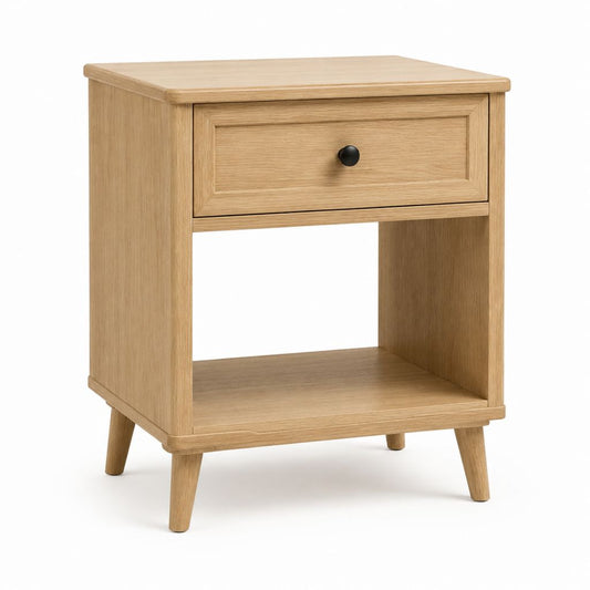 Table de chevet 1 tiroir chêne clair MDF placage chêne 45 x 40 x 60 cm