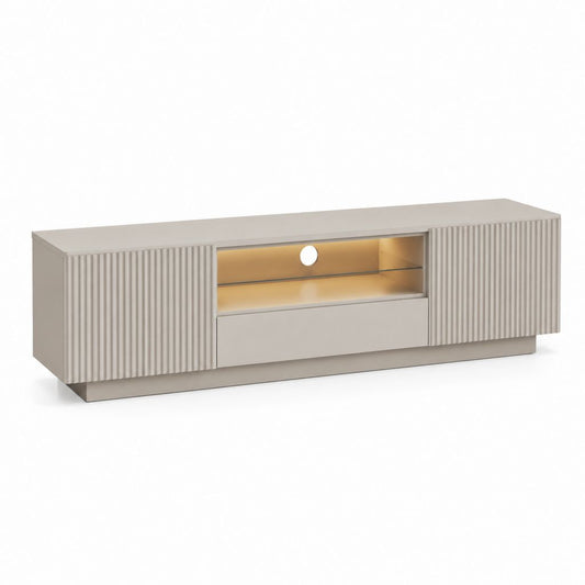Meuble TV beige en panneaux MDF rectangulaire avec rangements 180 x 40 x 55 cm
