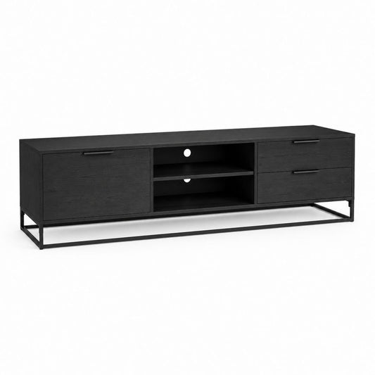 Meuble TV noir en panneaux MDF mélaminés rectangulaire 180 x 40 x 50 cm